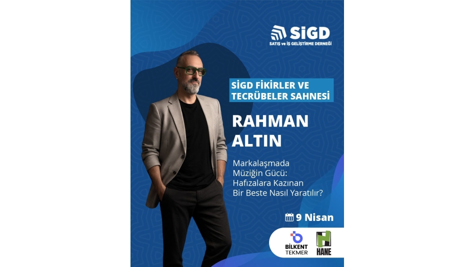 Satış ve İş Geliştirme Derneği’nin “Fikirler ve Tecrübeler Sahnesi” programı bu kez, müziğiyle Hollywood’dan reklam dünyasına uzanan ilham verici bir kariyerin sahibi Rahman Altın’ı ağırlıyor.